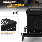 Magshion Rolling Stool with 3-Drawer Toolbox Padded Mechanic Stool Creeper Seat with Foldable Tool Tray 350 lbs Capacity Garage Workshop Stool Magshion