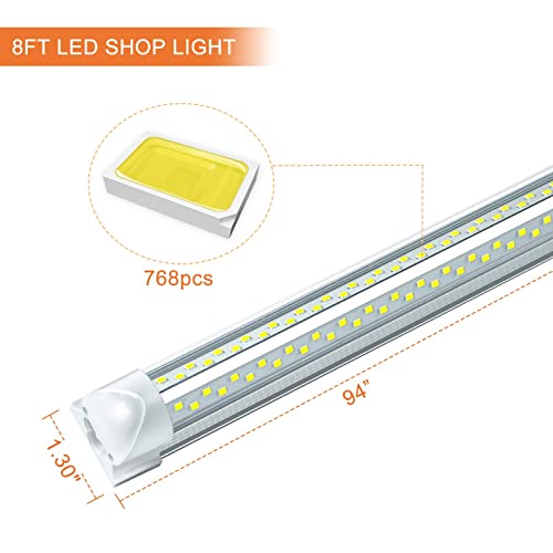 ONLYLUX 8ft LED Shop Light, 8' 100W 6000K (12 Pack), 8 Foot led Shop Lights Fixture for Garage Workshop, T8 LED Tube Lights, High Output, Linkable ONLYLUX