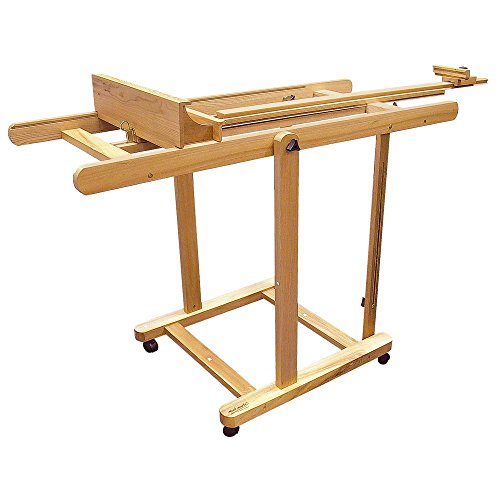 Mont Marte Tilting Studio Wooden Floor Easel. Height Adjustable Extra Large H-Frame Featuring a Large Tilt Range. Castor Wheels Allow Easy Movement - WoodArtSupply