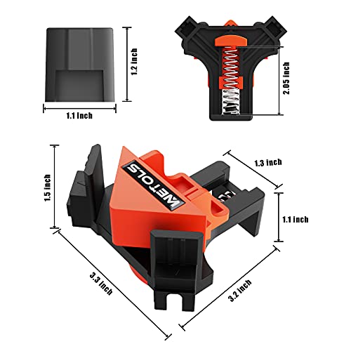 WETOLS Corner Clamp, 90 Degree Right Angle Clamp for Woodworking,4Pcs Fast Adjustable Quick Spring Loaded Woodworking Clamp, Gifts for Dad, Birthday - WoodArtSupply