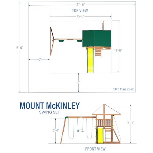 Backyard Discovery Mount McKinley All Cedar Wood Swing Set, Playground for All Kids Age 3-10, Rock Wall, Wave Slide, Fort, Double Rock Climber and Backyard Discovery