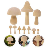 Tofficu Unfinished Wooden Mushroom, 12pcs Natural Mini Wood Mushrooms Assorted Mushroom Figures for DIY Valentine DIY Ornaments Arts Crafts Painting Tofficu