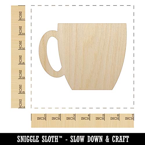 Coffee Mug Cup Solid Unfinished Wood Shape Piece Cutout for DIY Craft Projects - 1/8 Inch Thick - 6.25 Inch Size Sniggle Sloth