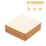 Sewroro 10pcs Square Wood Chips Blank Wood Slices Ornament Crafts Wooden Blank Tiles Square Wooden Cutouts Wooden Embellishment Squares Cutout Sewroro