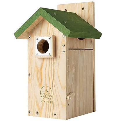 Wooden Bird House for Outside, Bird Box with Viewing Window and Predator Guard, Bluebird Houses for Outside Clearance, Nesting House on a Pole for - WoodArtSupply