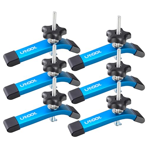 UTOOL 6 Pack T-Track Hold Down Clamps Kit, 6-1/3" L x 1-1/5" Width, Heavy Duty Anodized Clamps for Woodworking, Starlight Blue UTOOL