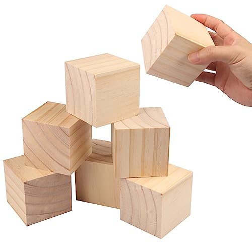 12 Packs Wooden Blocks for Crafts, 3.15 Inch Pine Wood Cubes, Wooden Cubes for Paint, Stamp, Decorate, DIY Projects and Personalized Gifts,by GNIEMCKIN