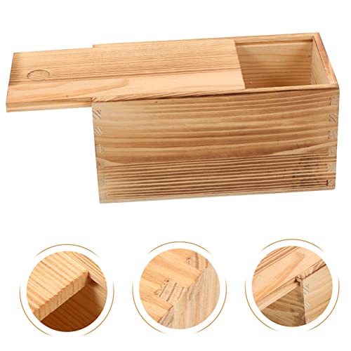 COHEALI 5pcs Box earring storage case sliding cover wooden drawers old fashioned desk top decor Headband decorative wood jewelry rack unfinished COHEALI