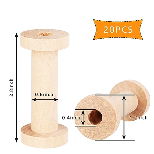 CYEAH 20 PCS Wooden Spools for Crafts, 1.2 x 2.7 Inch Empty Thread Spools for Crafts, Splinter - Free Unfinished Wood Spools for Embroidery and - WoodArtSupply