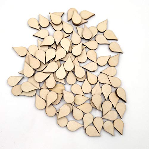Artibetter 200PCS Drop Wooden Slices Unfinished Wood Pieces DIY Wood Embellishments Ornaments-15x10mm ARTIBETTER
