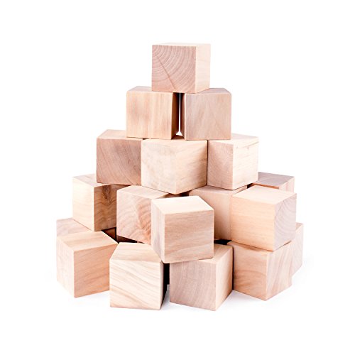 Unfinished Wood Blocks Cubes for Arts & Crafts DIY Projects (24 Pieces) Super Z Outlet