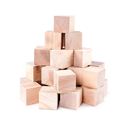 Unfinished Wood Blocks Cubes for Arts & Crafts DIY Projects (24 Pieces) - WoodArtSupply