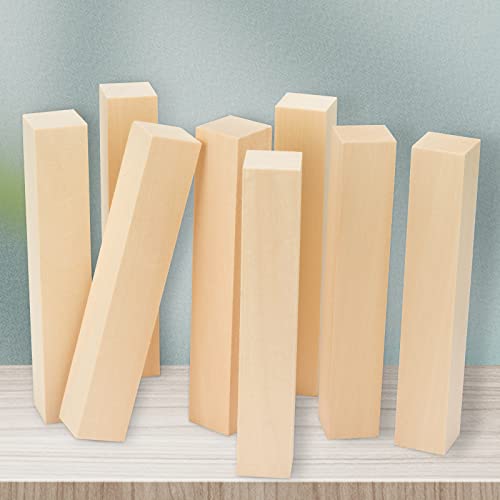 8 Pack Unfinished Basswood Carving Blocks Kit, 6 x 1 x 1 Inch Unfinished Bass Wood Whittling Soft Wood Carving Block Set for Kids Adults Wood Carving