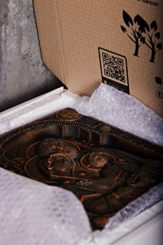 Handmade wooden Holy Family - Wood Carved Nativity Icon - 10 x 12 inches made of natural oak - wall hanging christian wall art Kozakworkshop