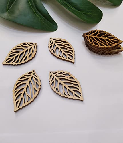 30pcs Wood Leaf Cut Out Earring Blanks, DIY Unfinished Laser Cut Natural Wood Earrings Blank for Jewelry Makers Supplies and Crafting (2'') XIAOYUE