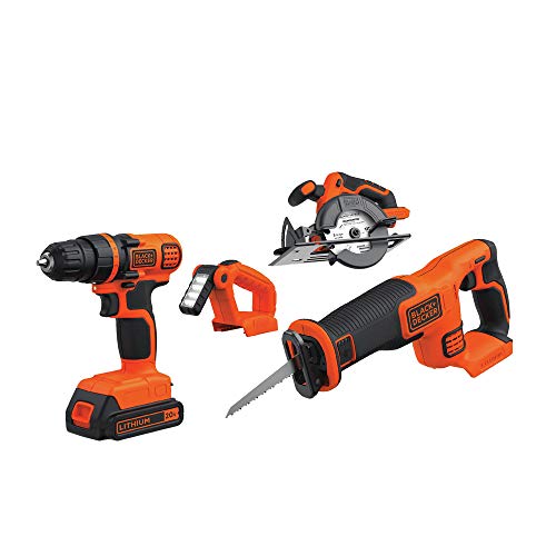 BLACK+DECKER 20V MAX Power Tool Combo Kit, 4-Tool Cordless Power Tool Set with 2 Batteries and Charger (BD4KITCDCRL) - WoodArtSupply