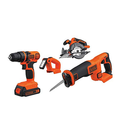 BLACK+DECKER 20V MAX Power Tool Combo Kit, 4-Tool Cordless Power Tool Set with 2 Batteries and Charger (BD4KITCDCRL) - WoodArtSupply