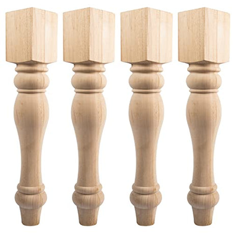 La Vane 29x3.5x3.5inch Chunky Farmhouse Table Legs, Set of 4 Unfinished Rubber Wood Replacement Table Legs for Bench Coffee Table Dining Table La Vane