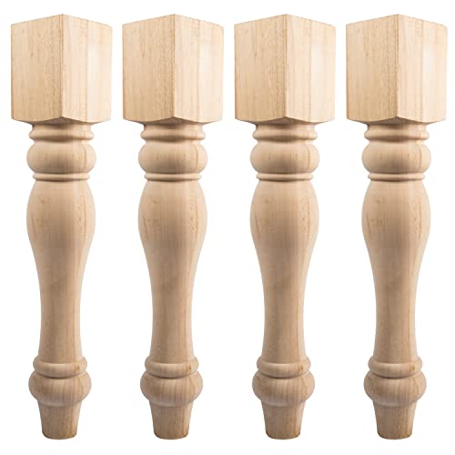 La Vane 29x3.5x3.5inch Chunky Farmhouse Table Legs, Set of 4 Unfinished Rubber Wood Replacement Table Legs for Bench Coffee Table Dining Table - WoodArtSupply