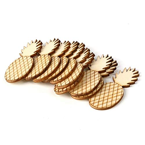 JANOU 50pcs Pineapple Wood Cutouts DIY Craft Embellishments Gift Unfinished Wooden Ornaments Decoration JANOU