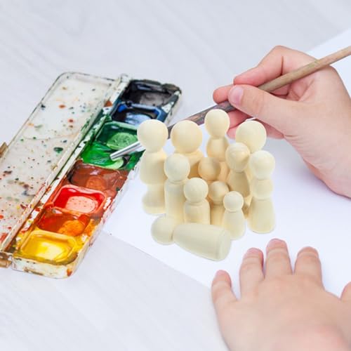 Tofficu Unfinished Wooden Peg Dolls, 36pcs Peg People Doll Bodies Wooden Figures Decorative Peg Doll People for Kids DIY Art Craft Painting Peg Game Tofficu
