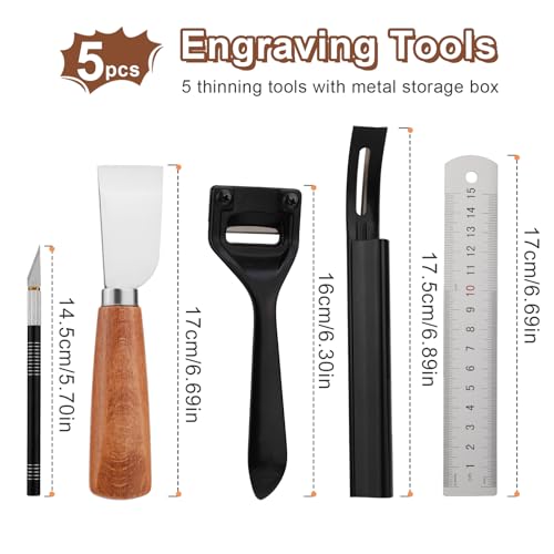 TLKKUE Leather Skiver Carving Knife Metal Sharp Skiving Beveler Tools Safety Beveler Leather Cutting Tool for Bag Wristband Belt Leather DIY Craft - WoodArtSupply