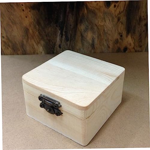 COHEALI 6 Pcs Unfinished Wooden Case Antique Jewelry Organizer Wood Treasure Chest Unfinished Chest Square Wooden Chest Jewelry Organizer Tray Lock COHEALI