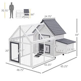 PawHut 65" Chicken Coop Wooden with Detachable Run, Outdoor Chicken House Poultry Cage Hen with Nesting Box, Removable Tray, Roosting Bars, Ramp, for PawHut