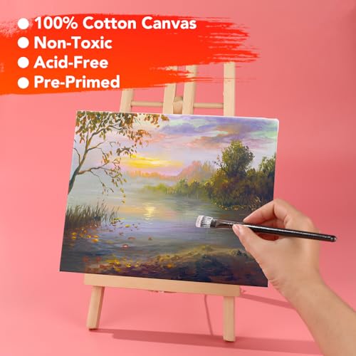 21 Packs Stretched Canvases for Painting, MultiSize 12x16, 10x12, 8x10, 5x7, 3x5, Round Canvas with 8x8,10x10,12x12, Primed Blank Canvas for Oil, ESRICH