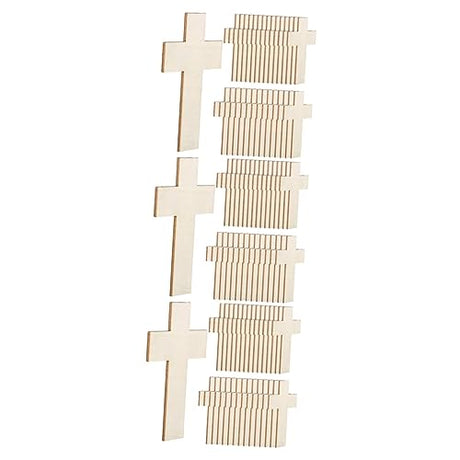 SEWACC 90 Pcs Easter Cross Holy Thursday Decoration Blank Wood Cutouts Unfinished Wood Cross Cutouts Wood Disc Unfinished Cross Cutouts Wood Chips SEWACC