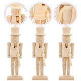 NOLITOY Unfinished Wooden Peg People Doll 3pcs Wood Unfinished Nutcracker Christmas Blank Nutcracker Soldier Figurines for DIY Crafts Unpainted NOLITOY