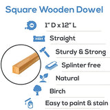 Wood Square Dowel Rods 1 inch x 12 Pack of 5 Wooden Craft Sticks for Crafts and Woodworking by Woodpeckers Woodpeckers