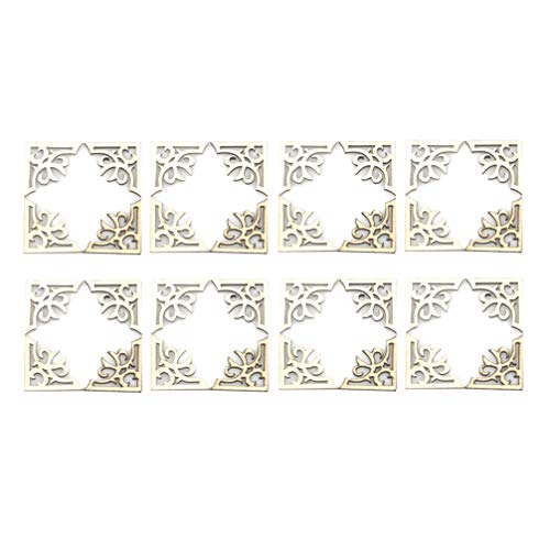 Exceart 100pcs Unfinished Wood Slices Wooden Book Corner Protectors DIY Craft Wood Embellishments for Scrapbooking Album Menu Home Wedding Decoration EXCEART