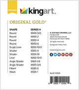 KINGART Premium Original Gold Series Handcrafted Golden Taklon Multimedia Artist Brushes, Gift Box, Set of 12, Black Glosss Handle, for Oil, Acrylic, KINGART