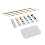 KINGART Artist Painting Set with 6 Vivid Acrylic Paint Colors, 12" Easel, 4 Canvas Panels, 3 Brushes, Painting Palette - School, Students, Beginners KINGART