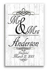 Mr & Mrs Wedding Gift Sign PERSONALIZED Family Name Established Sign Customized for Newlywed Couple EST. Date Broad Bay