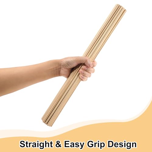 ONUPGO 50 PCS Dowel Rods Wood Sticks Wooden Dowel Rods 1/4 X 18 Inch Wooden Dowels for Crafts Unfinished Round Wood Sticks for Arts and DIYers Cake ONUPGO