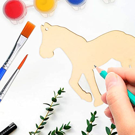 EXCEART 45pcs Farm Animals Unpainted Wood Cutout Shapes Cow Pig Chicken Horse Sheep Dog Unfinished Animal Wooden Ornaments Blank Gift Tags for EXCEART