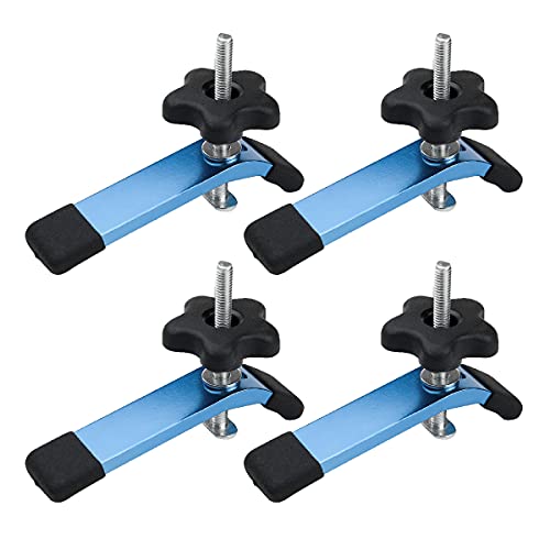 POWERTEC 71168-P2 T-Track Hold Down Clamp, 5-1/2” L x 1-1/8” W, 4 Pack, T Track Clamps for Woodworking POWERTEC