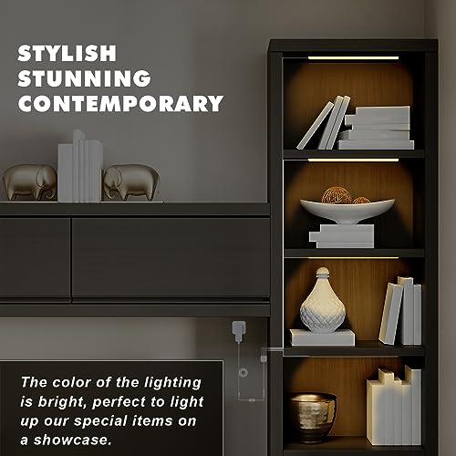 JUSJUBR 4PCS x 12inch Display Cabinet Lights Warm White, Dimmable LED Shelf Lighting with Memory Function, Bookshelf Lighting, LED Lights for Display JUSJUBR