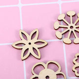 Sewroro 50pcs Unfinished Wooden Flower Cutouts Hollow Flower Wood Chip for DIY Crafts Wedding Christmas Decoration Sewroro