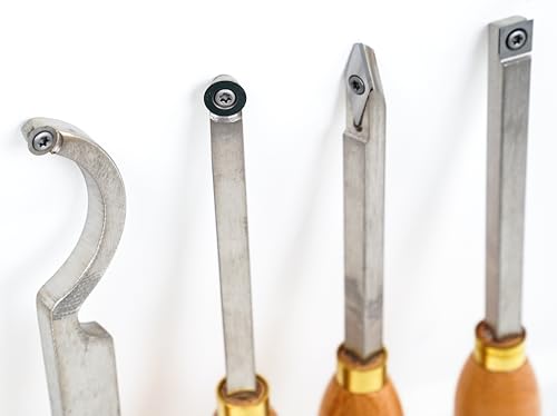 LLDSIMEX 4pcs Mini Carbide Tipped Wood Lathe Turning tools Combo set Rougher Detailer Finisher Hollower with Wood Handle and Diamond Round Square LLDSIMEX