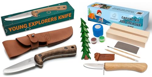 BeaverCraft BSH Kid Kids Knife Boy Scout Knife DIY08 Wood Carving Kit for Kids & Beginner BeaverCraft