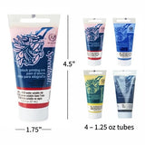 Speedball Water-Soluble Block Printing Ink Starter Set, 4-Color Set, 1.25-Ounce Tubes Speedball