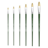 XDT#6385 Filbert Artist Paint Brush 6 Piece Set Medium Stiff Hog Bristle Extra Long Handle #2#4#6#8#10#12, Acrylic Oil Watercolor - WoodArtSupply