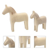 Unfinished Wooden Horse DIY Figurine: 2Pcs Blank Unpainted Dala Horse Models Kids Painting Toy for DIY Crafts Table Decoration Happyyami
