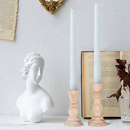 Sziqiqi 4Pcs Unfinished Wood Candlestick Holder for Craft Project, Ready to Stain, Paint or Oil, 4 inches - WoodArtSupply