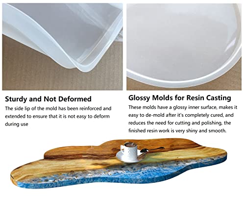 Large Resin Table Mold 24 inch Epoxy River Table Mold, Silicone Resin Tray Molds for River Table, Charcuterie Boards, Coffee Table, Desk Board, ModWgGuo