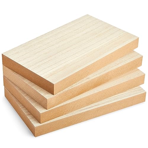 4 Pack Unfinished MDF Wood Blocks for Crafts 6 x 10", Smooth Surface for Crafts, DIY Projects (1 Inch Thick)