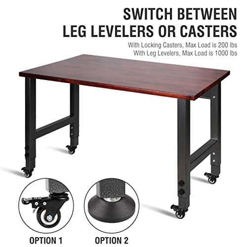 Olympia Tools 48in Adjustable Height Workbench, w/ 14 Levels of Height Adjustment & Heavy Duty Mobile Work Bench for Garage Home Office Olympia Tools
